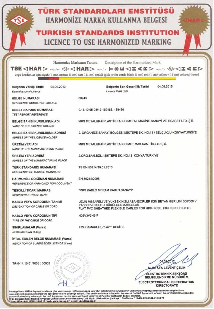 H05V3V3H6-F EN 50214 HAR Certification