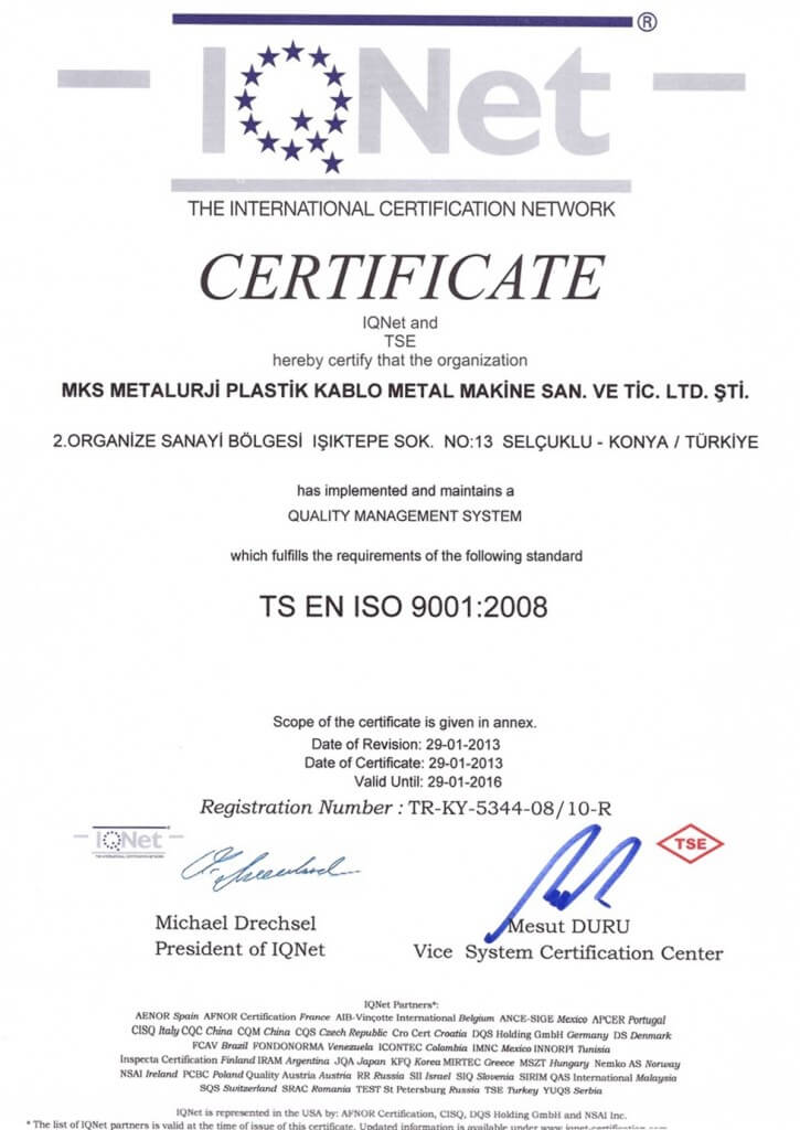 IQ NET TSE EN ISO 9001 Certification