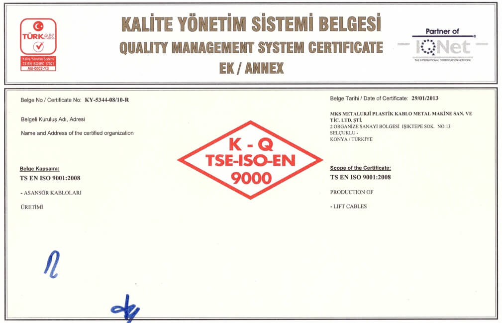 TSE ISO 9001 Certification 2