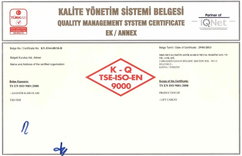 TSE ISO 9001 Certification 2
